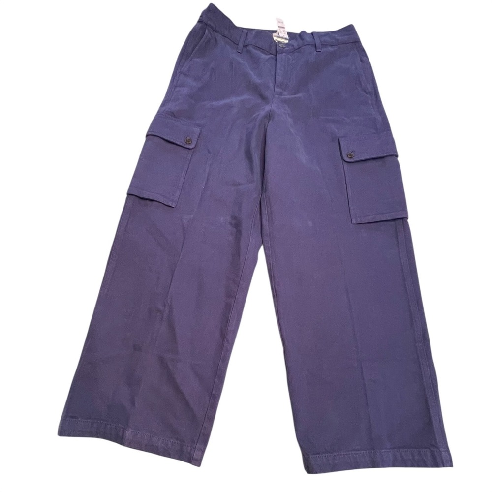 New J. Crew Women's Relaxed Cargo Pants Heavyweight Twill Size 32 Blue Utility